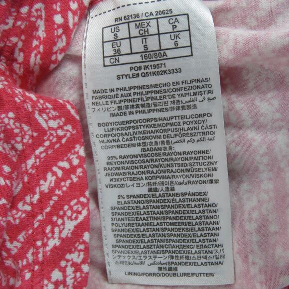 Guess Pink Peach Geometric Pattern Surplice Mini Dress Small Barbiecore - Picture 6 of 7